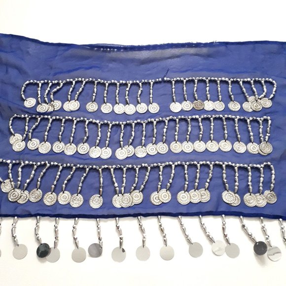 Blue Belly Dancing Sashes/Hip Scarves - Picture 4 of 6